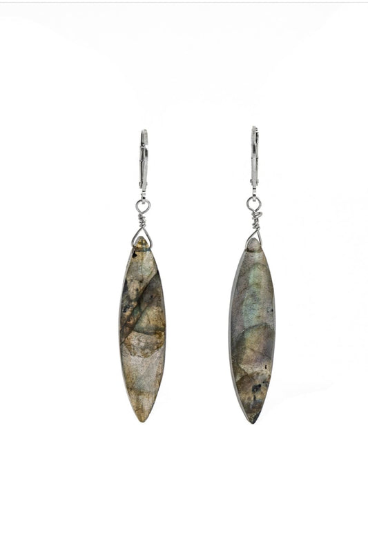 Liv & B Large Labradorite Sterling Silver Earrings