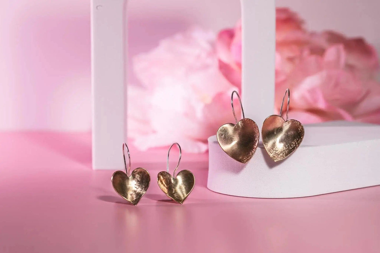 Liv & B small Michelle Heart Brass Earrings