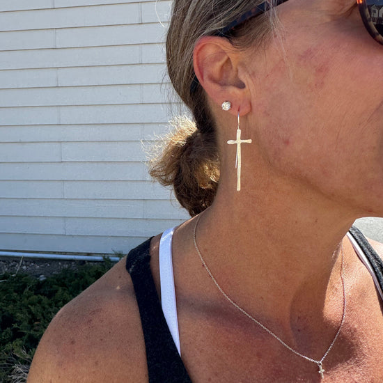 Liv & B Sterling Silver Cross Earrings
