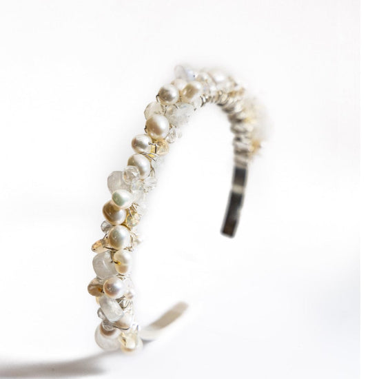 Liv & B Sterling Silver Pearl Encrusted Cuff