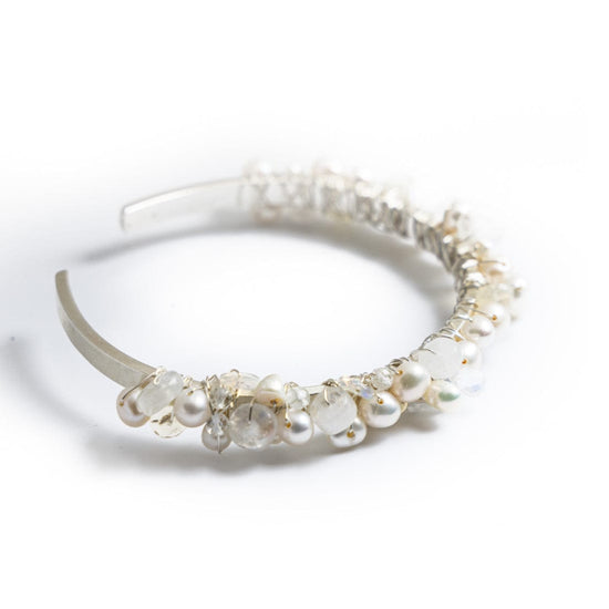 Liv & B Sterling Silver Pearl Encrusted Cuff