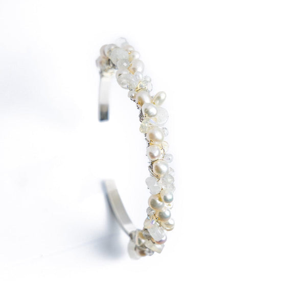 Liv & B Sterling Silver Pearl Encrusted Cuff
