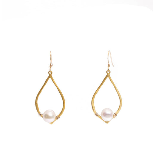 Liv & B Swarovski Pearl 14 K Gold Fill Earrings