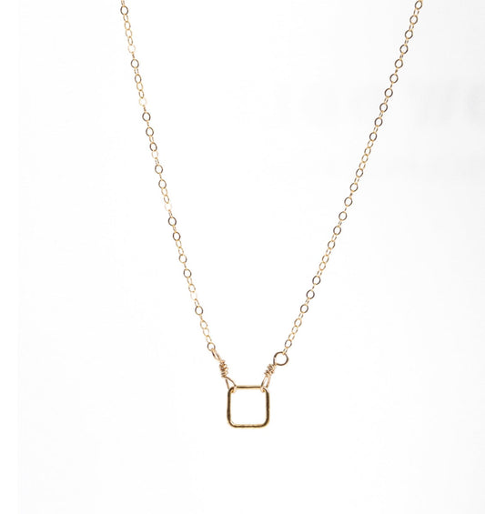 Liv & B Tiny 14K Gold Fill Square Necklace