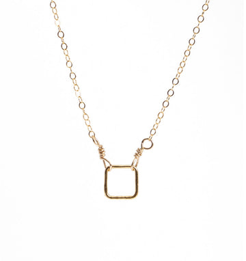 Liv & B Tiny 14K Gold Fill Square Necklace