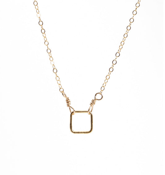 Liv & B Tiny 14K Gold Fill Square Necklace