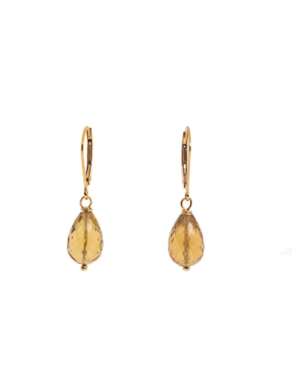 Liv & B Whiskey Quartz Faceted Gemstone Teardrops