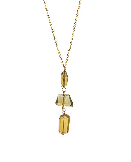 Liv & B Whiskey Quartz Triple Necklace