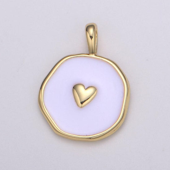 Liv & B White Enamel and Gold Heart Necklace