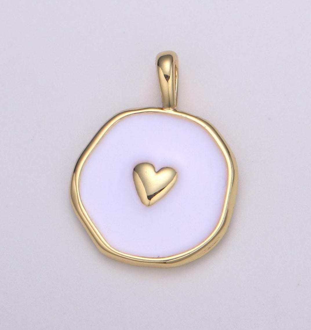 Liv & B White Enamel and Gold Heart Necklace