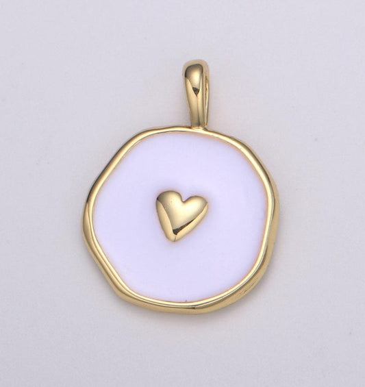 Liv & B White Enamel and Gold Heart Necklace