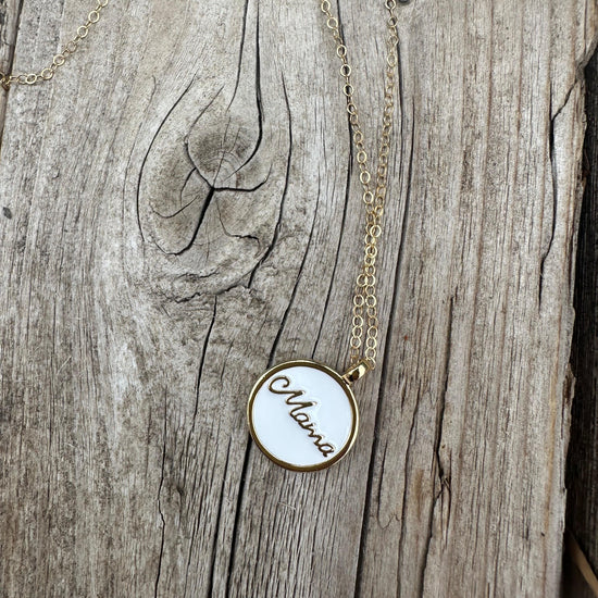Liv & B White Enamel Mom Necklace