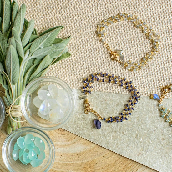 Triple Row Gemstone Labradorite Bracelet Liv and B Designs