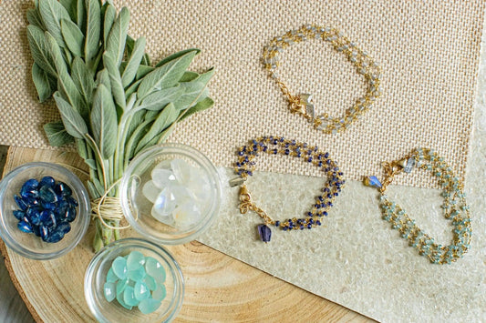 Triple Row Gemstone Labradorite Bracelet Liv and B Designs