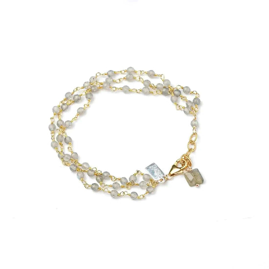 Triple Row Gemstone Labradorite Bracelet Liv and B Designs