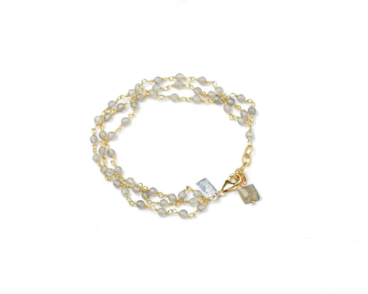 Triple Row Gemstone Labradorite Bracelet Liv and B Designs