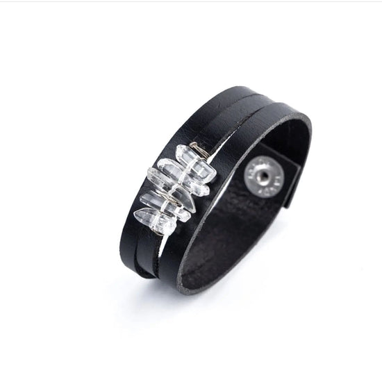 Athena Quartz Crystal Leather bracelet Liv and B Designs