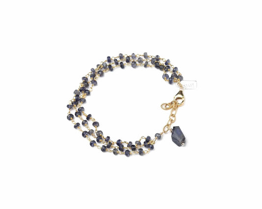 Triple Row Gemstone Iolite Bracelet Liv and B Designs