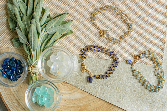 Triple Row Gemstone Iolite Bracelet Liv and B Designs
