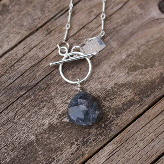 Copper Aquamarine Front Closure Necklace Liv and B Designs