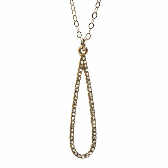 Diamond Pave Long Teardrop Necklace Liv and B Designs