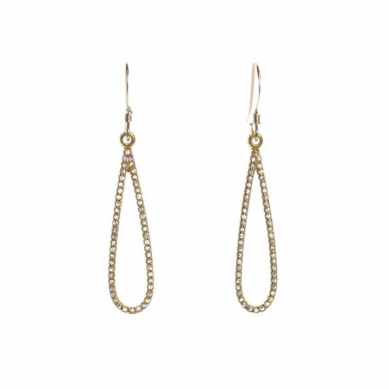 Diamond Pave Long Teardrop Earrings Liv and B Designs