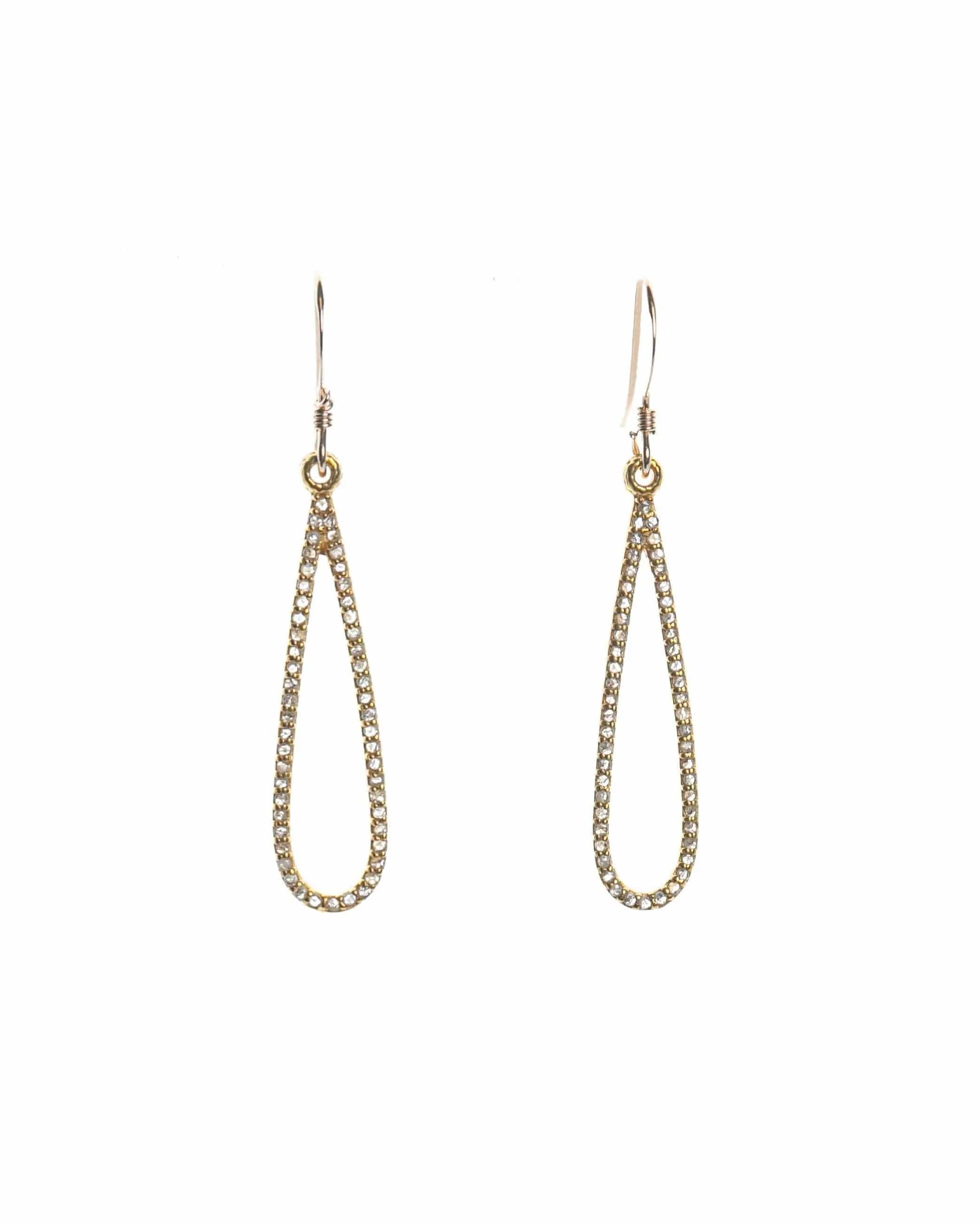 Diamond Pave Long Teardrop Earrings Liv and B Designs