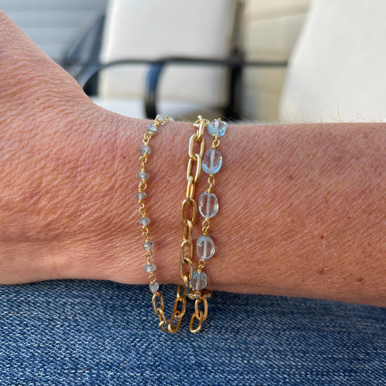 Aquamarine Triple Gemstone Bracelet and Necklace Liv and B Designs