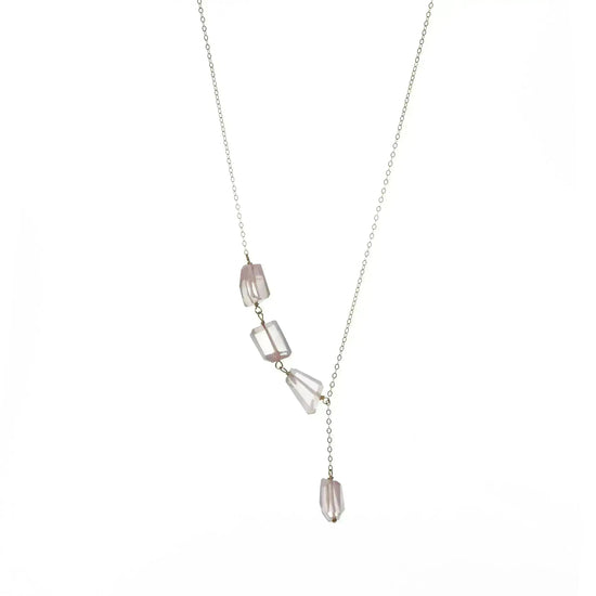 Y Not Gold Fill Rose Quartz Necklace Liv and B Designs