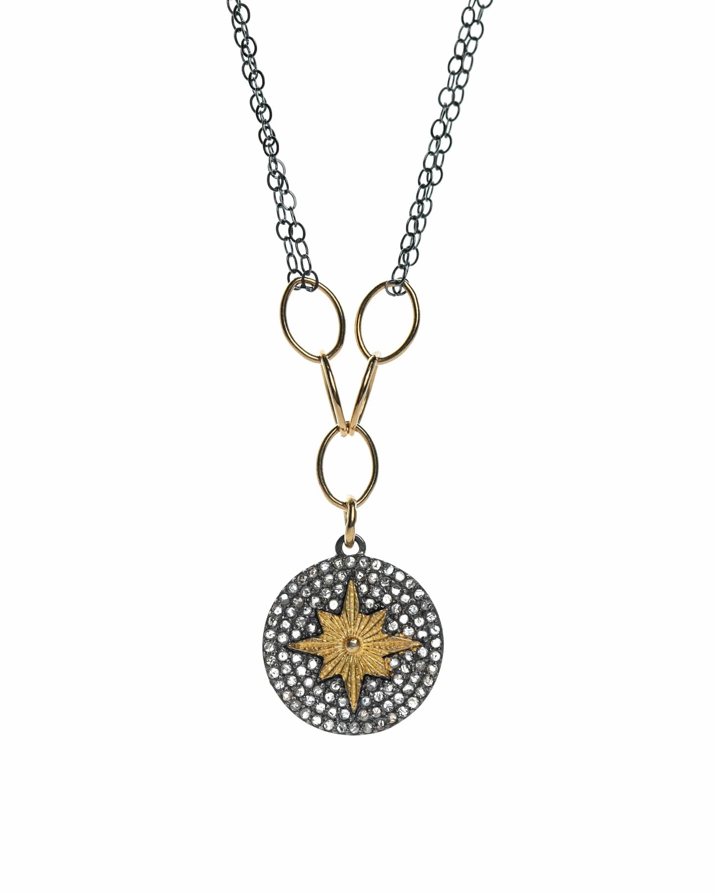Diamond and Vermeil Sunburst Necklace Liv and B Designs