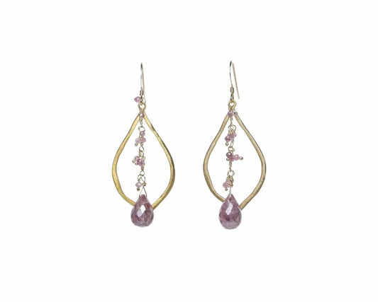Pink Sapphire Shag Earrings Liv and B Designs
