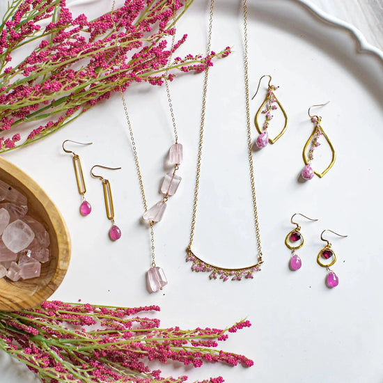Pink Sapphire Shag Earrings Liv and B Designs