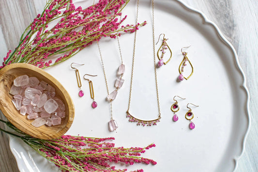 Pink Sapphire Shag Earrings Liv and B Designs