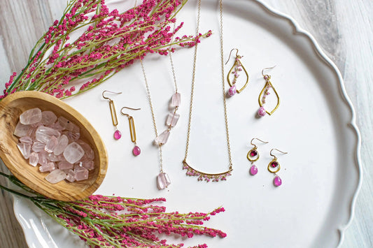 Pink Sapphire Shag Earrings Liv and B Designs