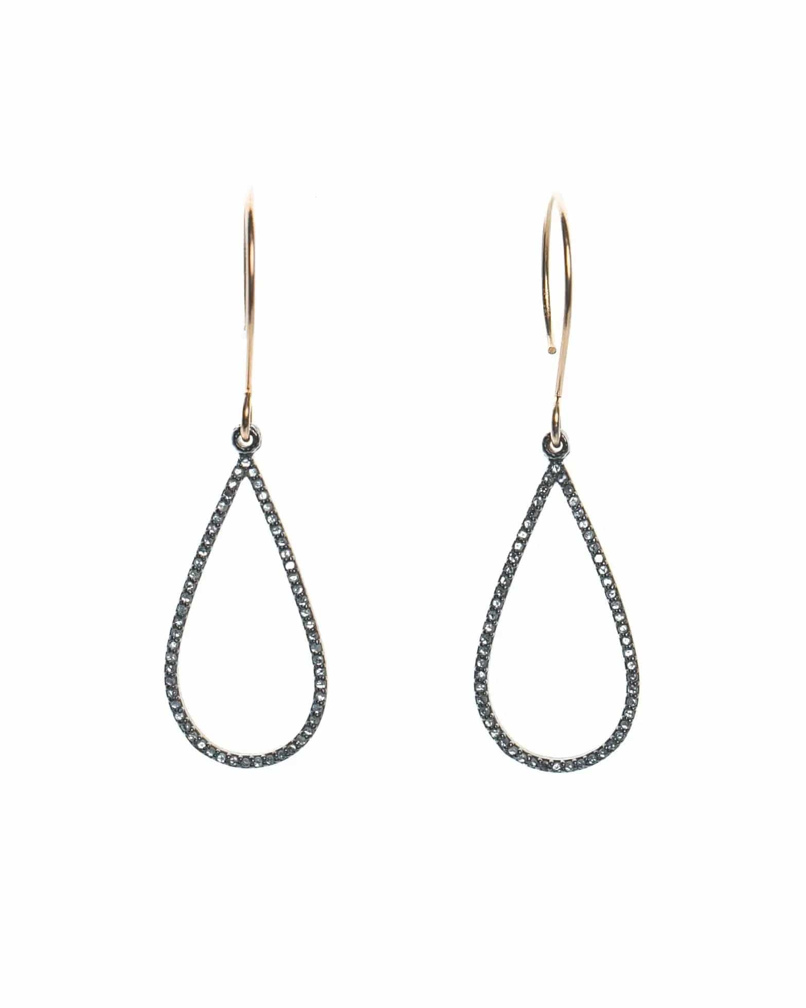 Diamond Pave Long Teardrop Earrings Liv and B Designs