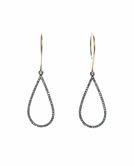 Diamond Pave Long Teardrop Earrings Liv and B Designs