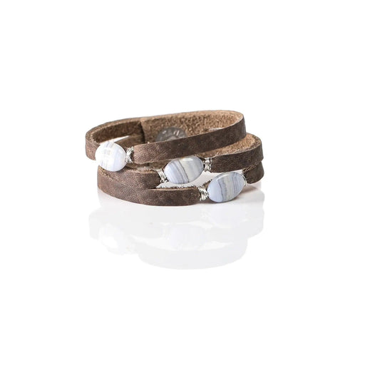 Mini Cinco Leather Wrap Bracelet Grey Liv & B