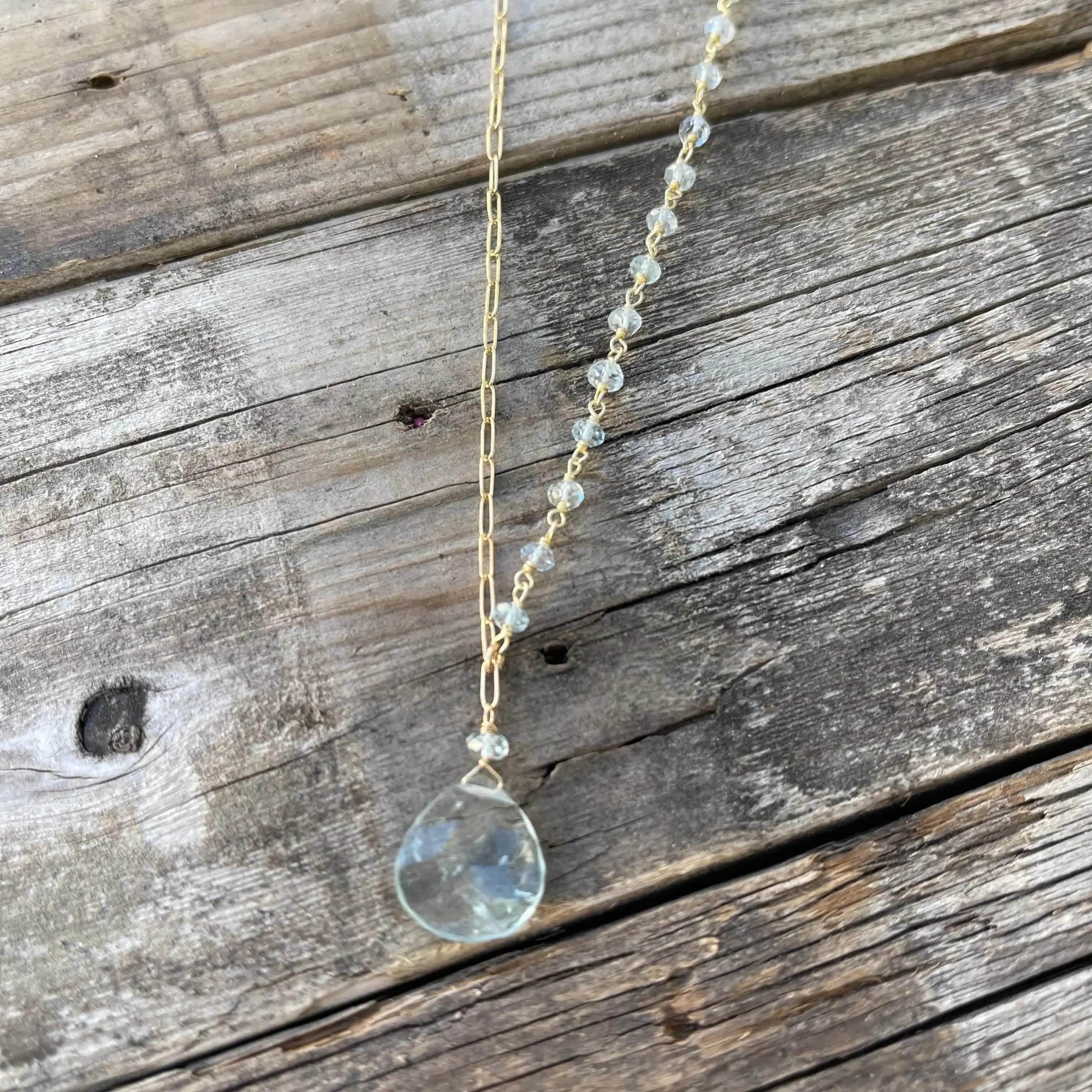 Aquamarine Rosary Necklace Liv & B Designs