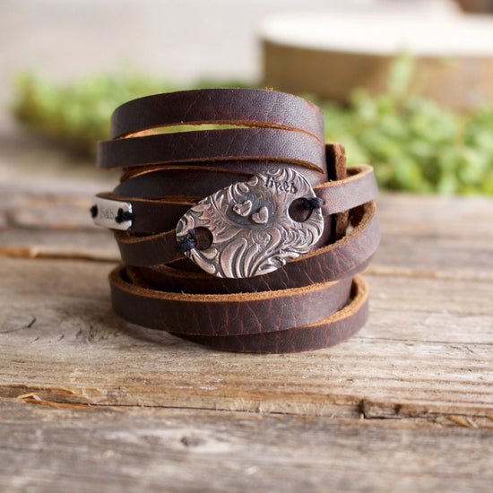 Double Wrap Leather Cuff Bracelet Liv & B Designs