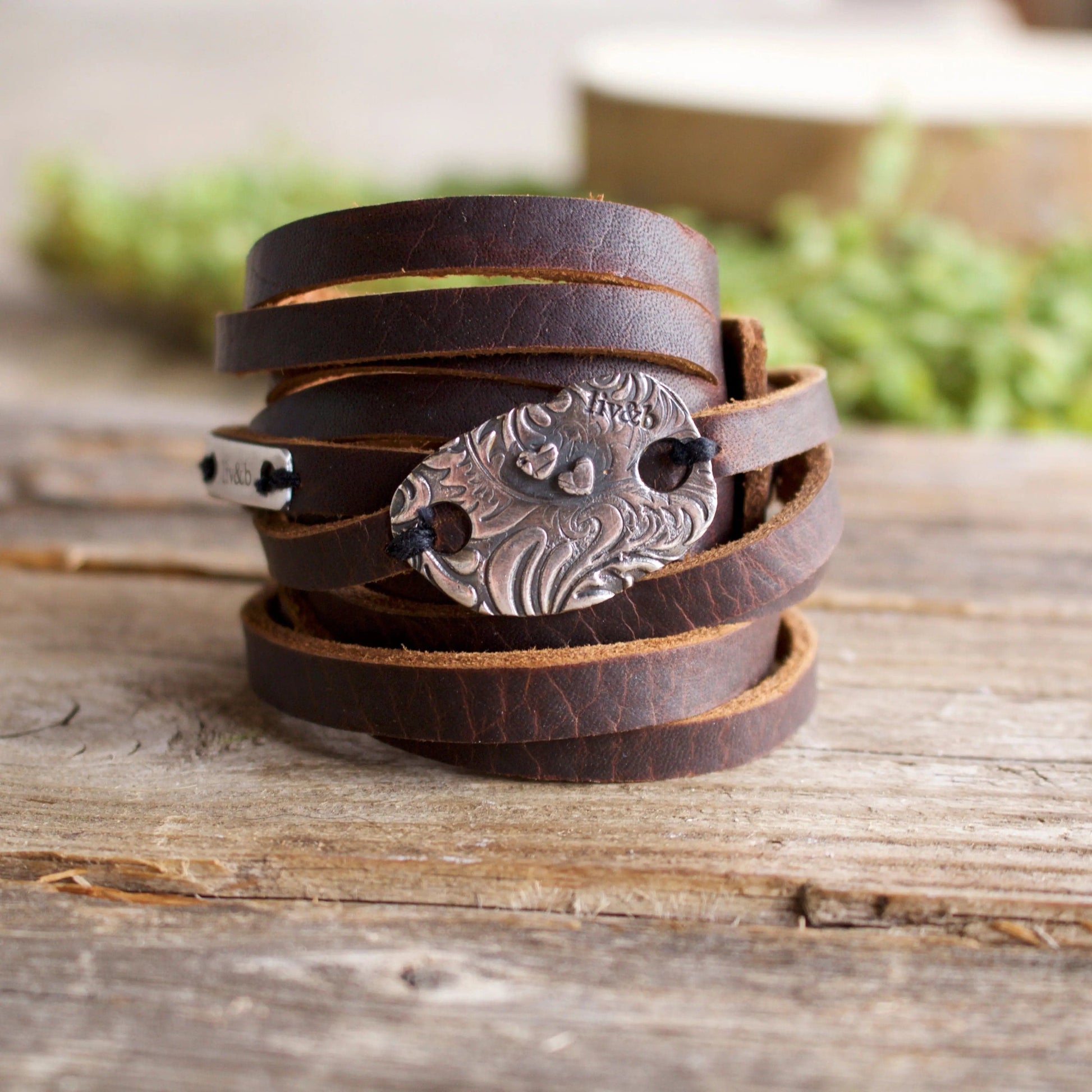 Double Wrap Leather Cuff Bracelet Liv & B Designs