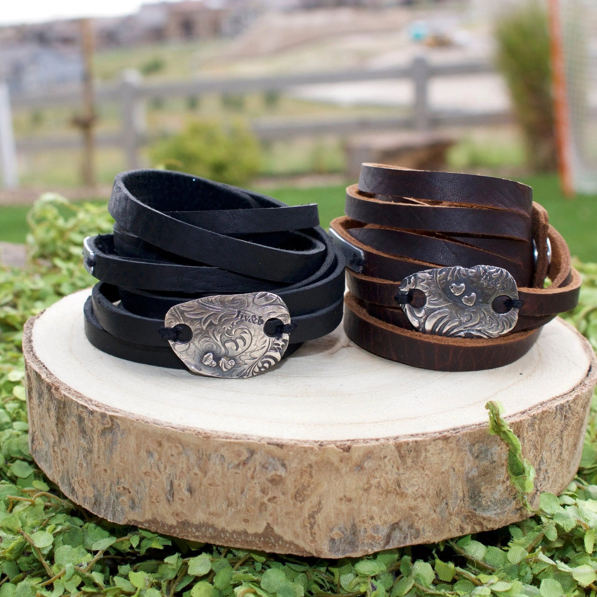 Double Wrap Leather Cuff Bracelet Liv & B Designs