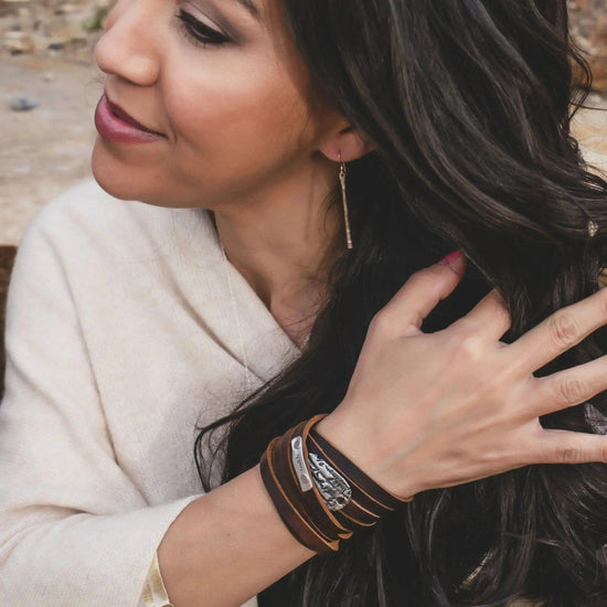 Double Wrap Leather Cuff Bracelet Liv & B Designs