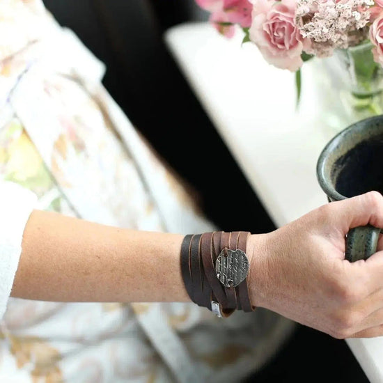 Double Wrap Leather Cuff Bracelet Liv & B Designs