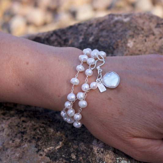 Its A Wrap Triple Pearl Bracelet Liv & B Designs