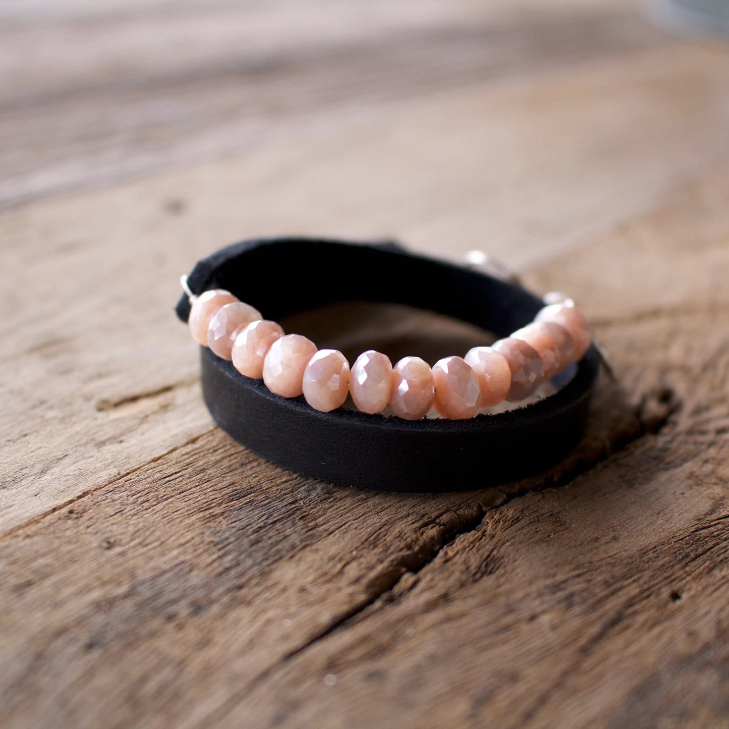 Teggin Leather and Gemstone Wrap Bracelet Liv & B Designs