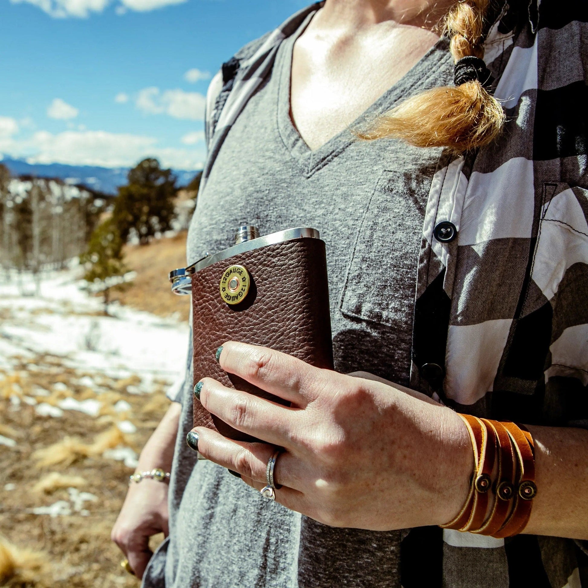 12 Gauge Leather Flask Liv & B Designs