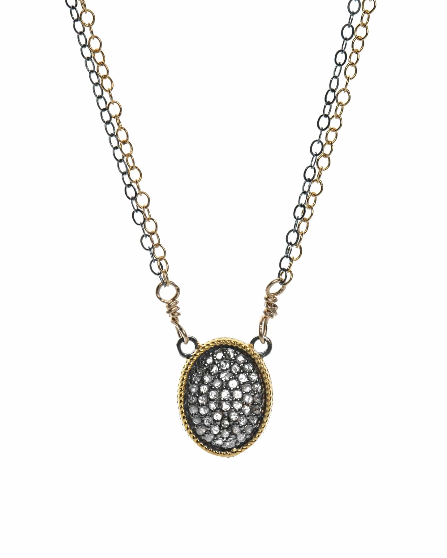 Diamond Pave Oval Necklace Liv & B Designs