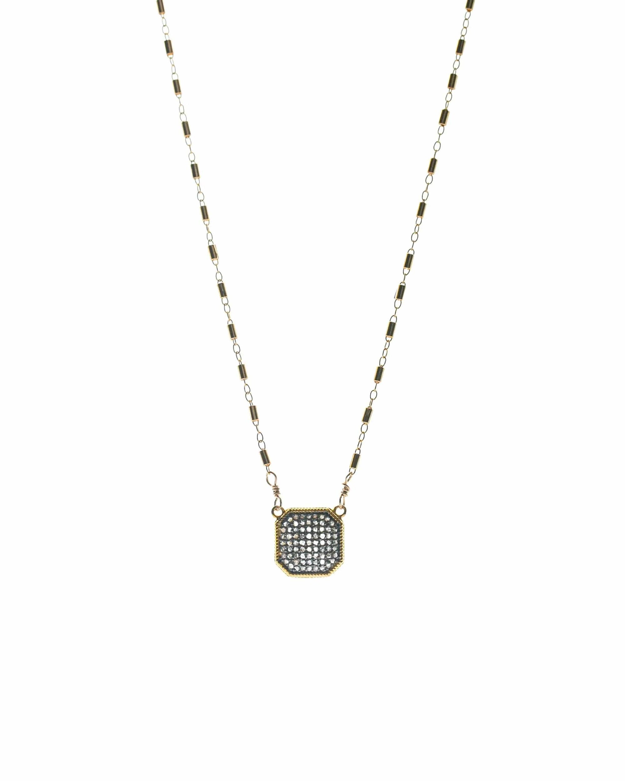 Diamond Pave Square Necklace Liv & B Designs
