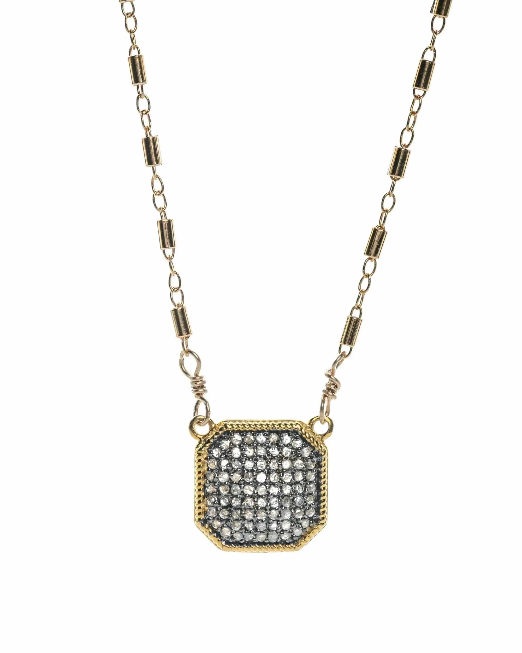 Diamond Pave Square Necklace Liv & B Designs