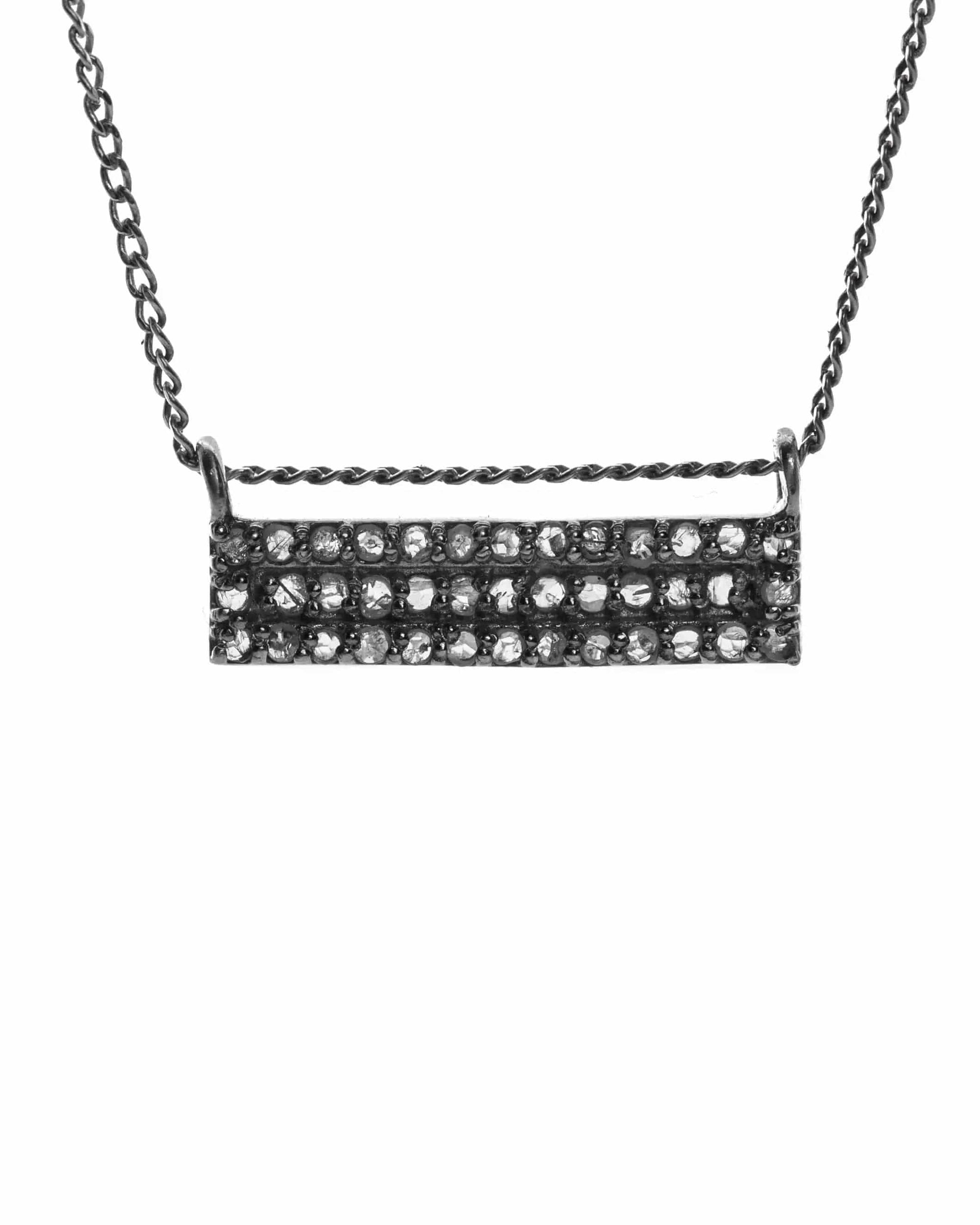 Diamond Triple Row Bar Necklace Liv & B Designs